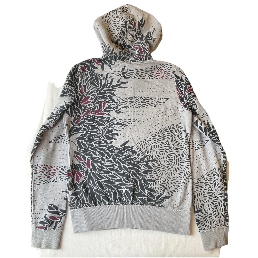 Billabong Women Hoodie Jacket L Gray Floral Fleece Full Zipper Logo Long Sleeve - Picture 9 of 9
